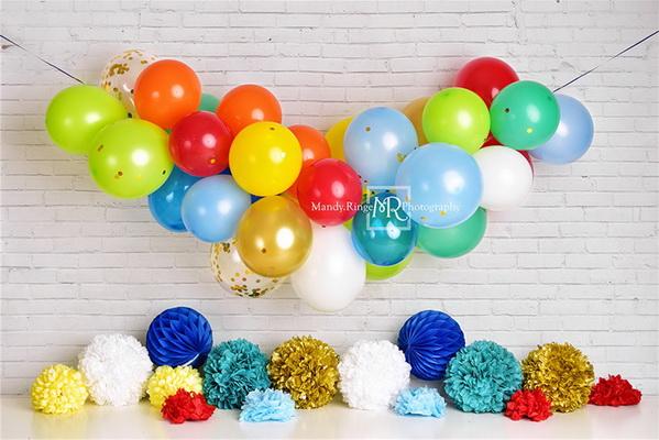 Kate Rainbow Birthday Balloon Garland Backdrop Designed by Mandy Ringe Photography - Kate Backdrop AU