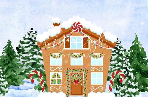 Kate Christmas Backdrop Gingerbread House Designed by Megan Leigh Photography - Kate Backdrop AU