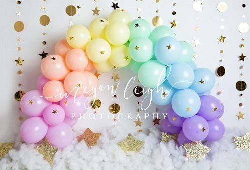 Kate Rainbow Balloons Garland Children Cake Smash Backdrop Designed by Megan Leigh Photography - Kate Backdrop AU