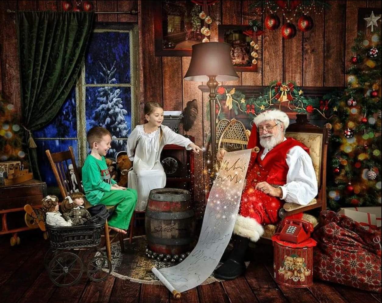 Kate Christmas Dark wood room set - Kate Backdrop AU