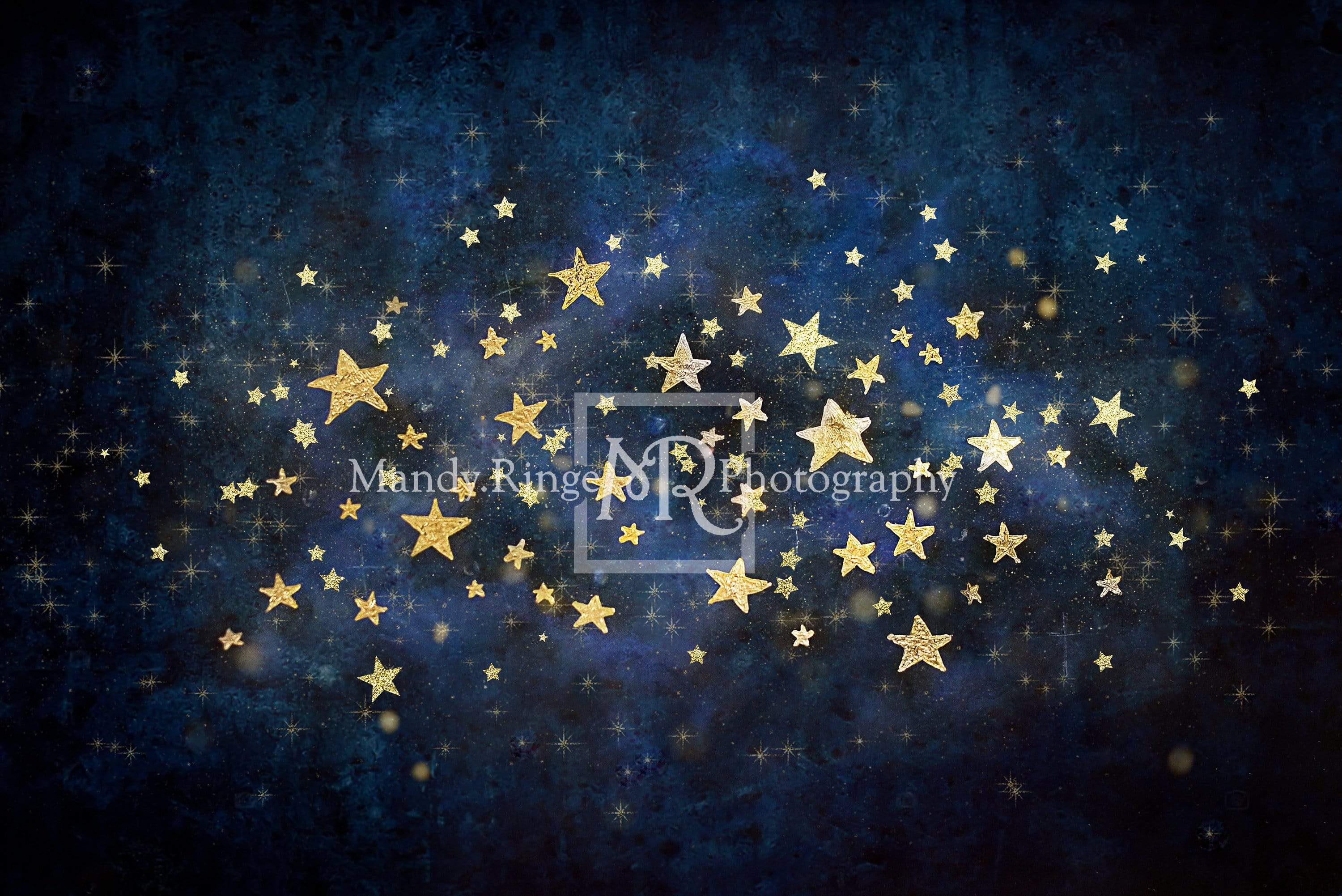 Kate Night Sky with Gold Stars Children Birthday Backdrop for Photography Designed by Mandy Ringe Photography