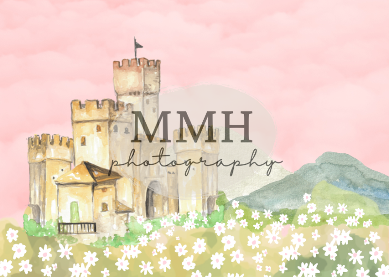 Kate Pink Princess Castle Backdrop Flower Designed by Melissa McCraw-Hummer - Kate Backdrop AU
