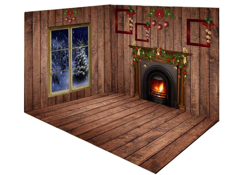 Kate Christmas Dark wood room set - Kate Backdrop AU