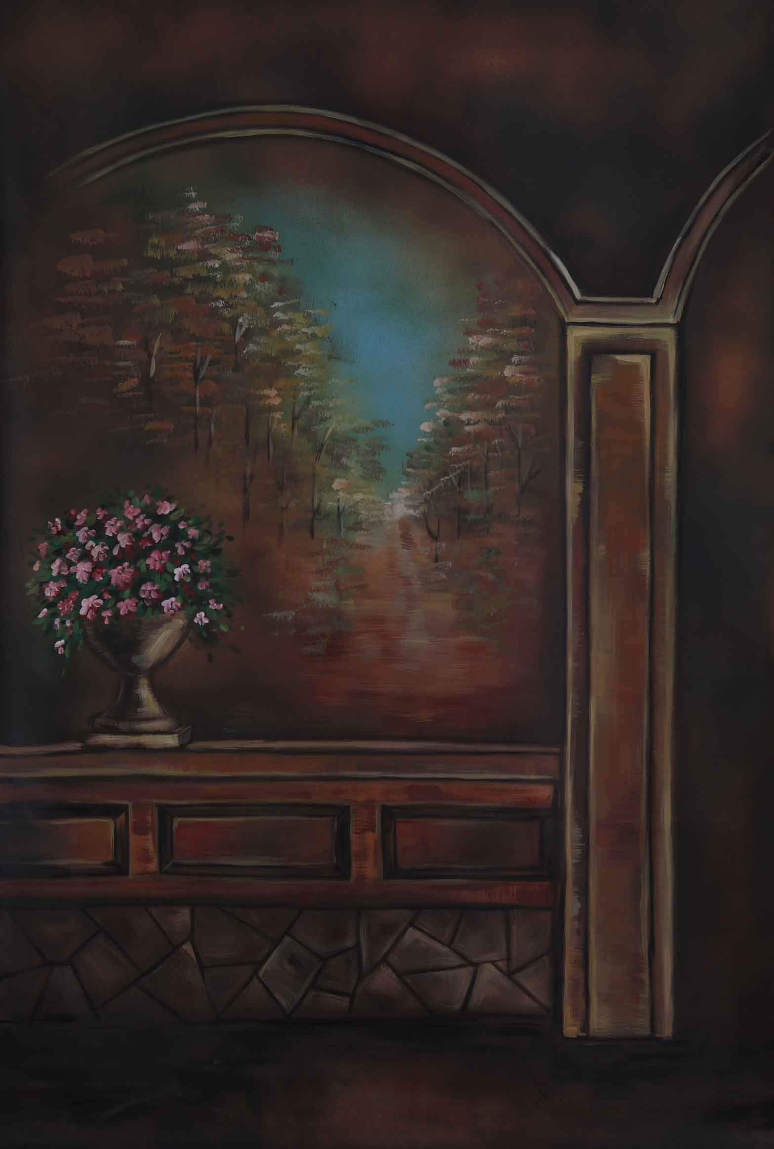 Kate Brown Building Flower Spray Painted Backdrop - katebackdrop AU