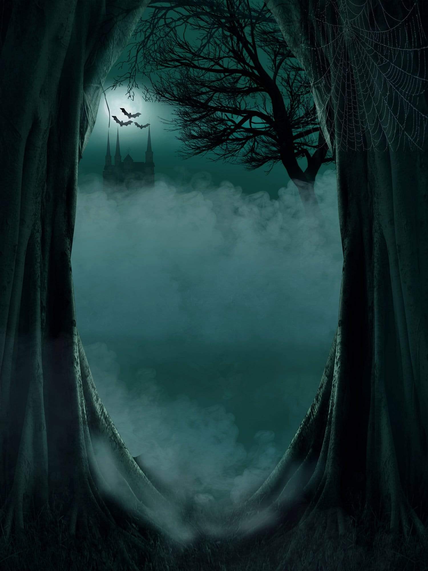 Kate Misty Forest castle Halloween Backdrop Designed by JFCC - Kate Backdrop AU