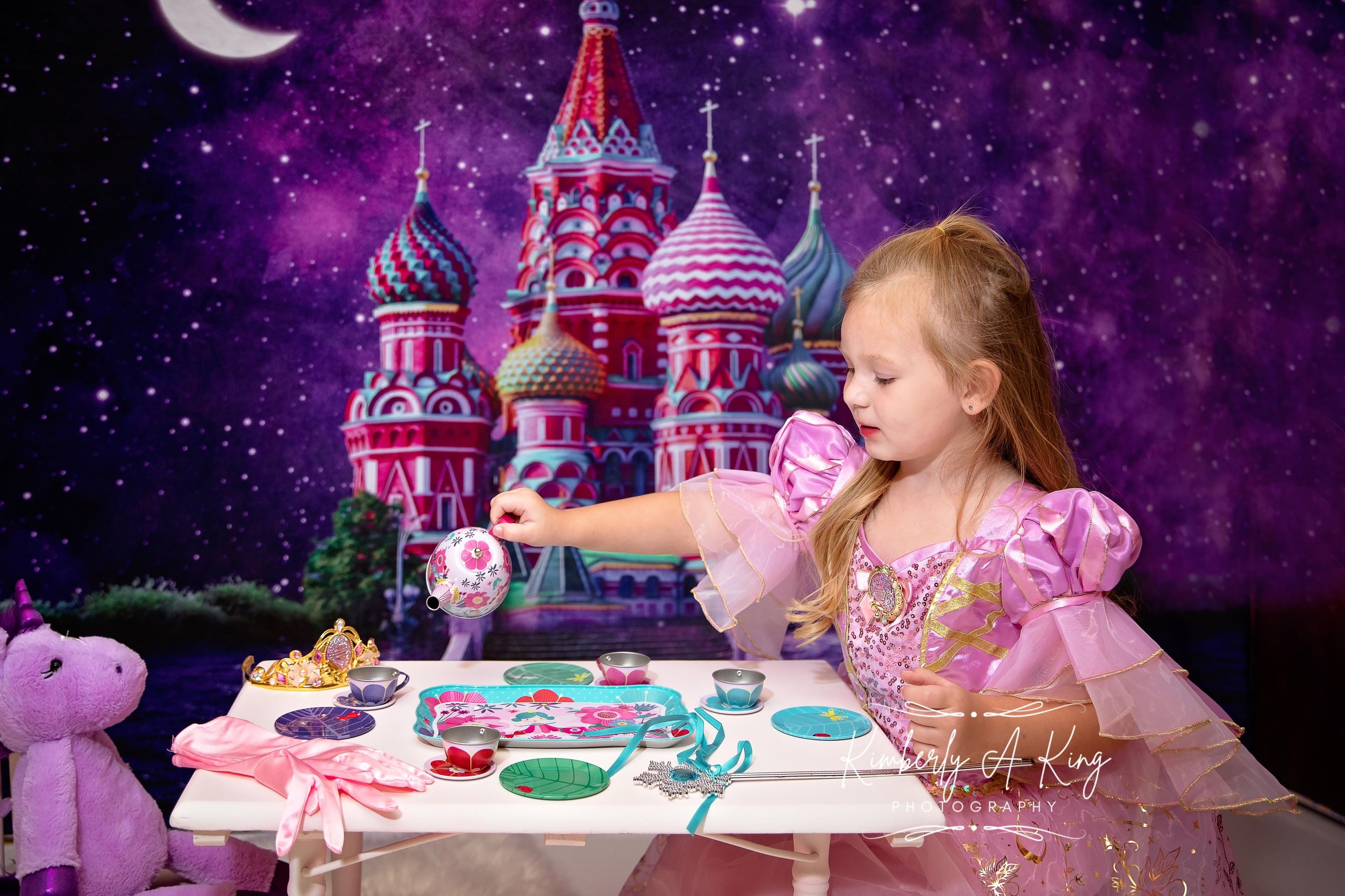 Kate Starry Night Colorful Castle Moon Purple Backdrop for Photography