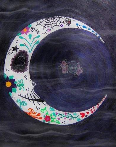Kate Dark Color Sugar Skull Moon with Fog Backdrop Designed by Leann West - Kate Backdrop AU