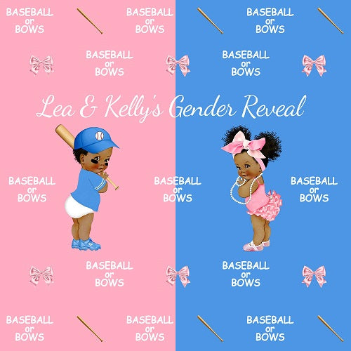 Kate Custom Baseball or Bows Gender Reveal Backdrop Sports Backdrop - Kate Backdrop AU
