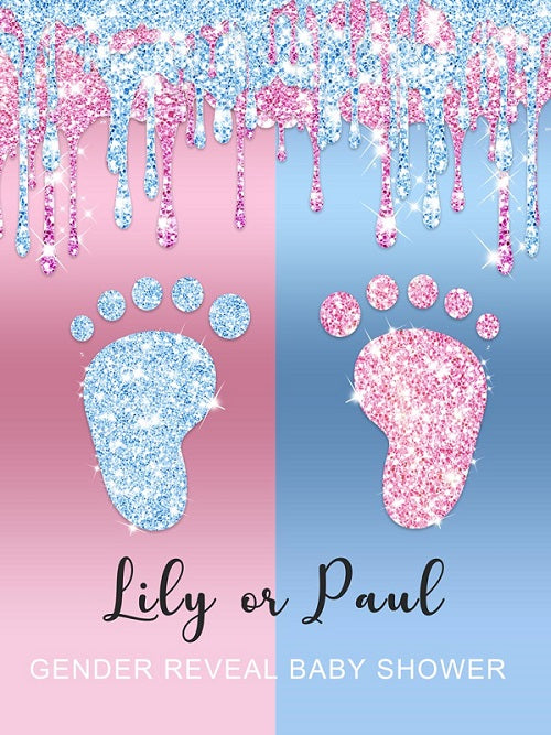 Kate Blue or Pink Gender Reveal Backdrop Footprint Baby Shower Custom Backdrop - Kate Backdrop AU