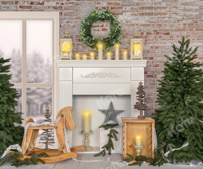 Kate Christmas Brick Candle Winter Backdrop Designed by Emetselch - Kate Backdrop AU