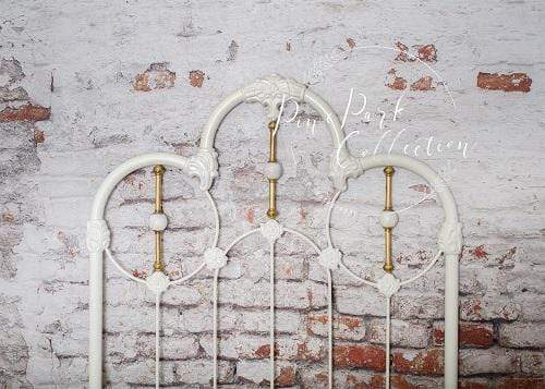Kate White Headboard Damaged Brick Wall Backdrop Designed by Pine Park Collection - Kate Backdrop AU