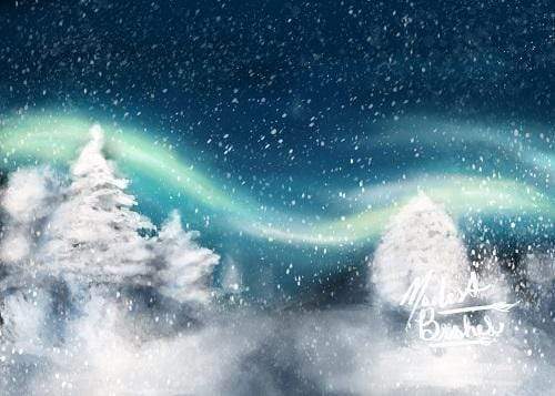 Kate Winter Christmas Aurora Backdrop for Photography Designed by Modest Brushes - Kate Backdrop AU