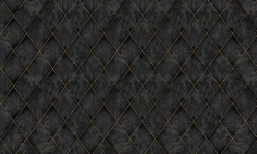 Kate Dark Grid Golden Lines Rubber Floor Mat - Kate Backdrop AU