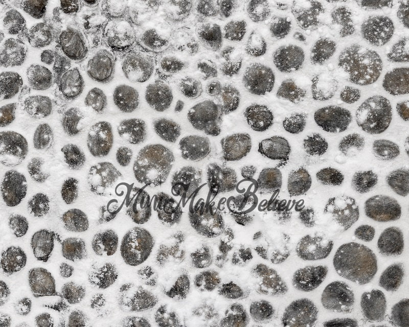 Kate Snow Christmas Winter Cobblestone Street Rubber Floor Mat for Photography designed by Mini MakeBelieve - Kate Backdrop AU