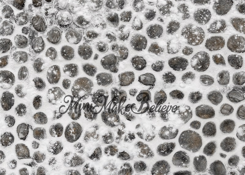 Kate Snow Christmas Winter Cobblestone Street Rubber Floor Mat for Photography designed by Mini MakeBelieve - Kate Backdrop AU