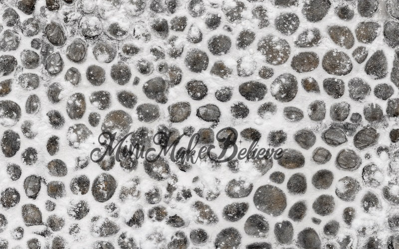 Kate Snow Christmas Winter Cobblestone Street Rubber Floor Mat for Photography designed by Mini MakeBelieve - Kate Backdrop AU