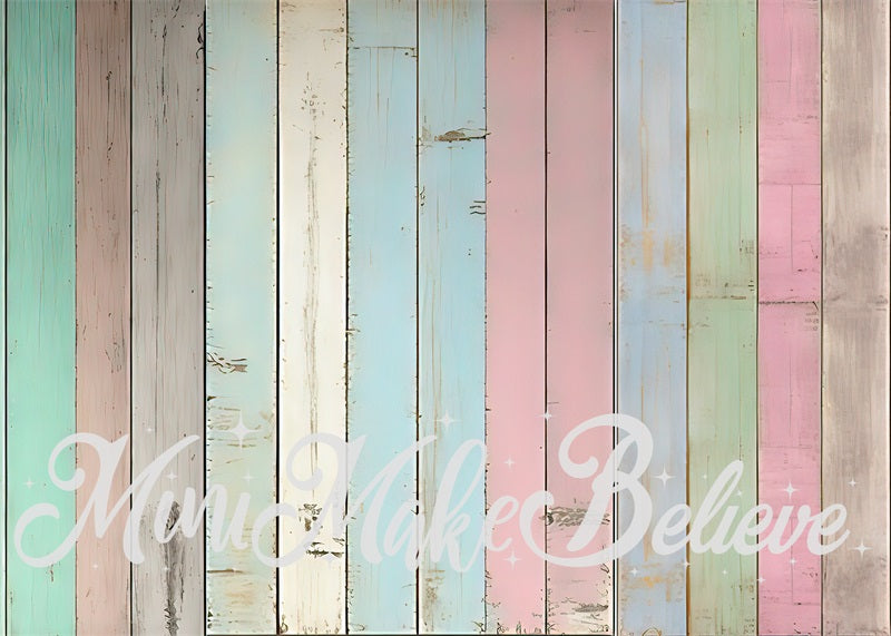 Kate Multi-color Wood Planks Rubber Floor Mat for Photography designed by Mini MakeBelieve - Kate Backdrop AU