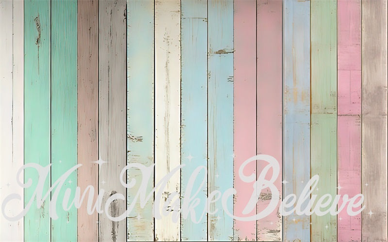 Kate Multi-color Wood Planks Rubber Floor Mat for Photography designed by Mini MakeBelieve - Kate Backdrop AU