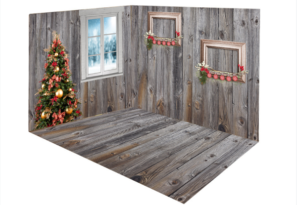 Kate Christmas gray wood room set - Kate Backdrop AU