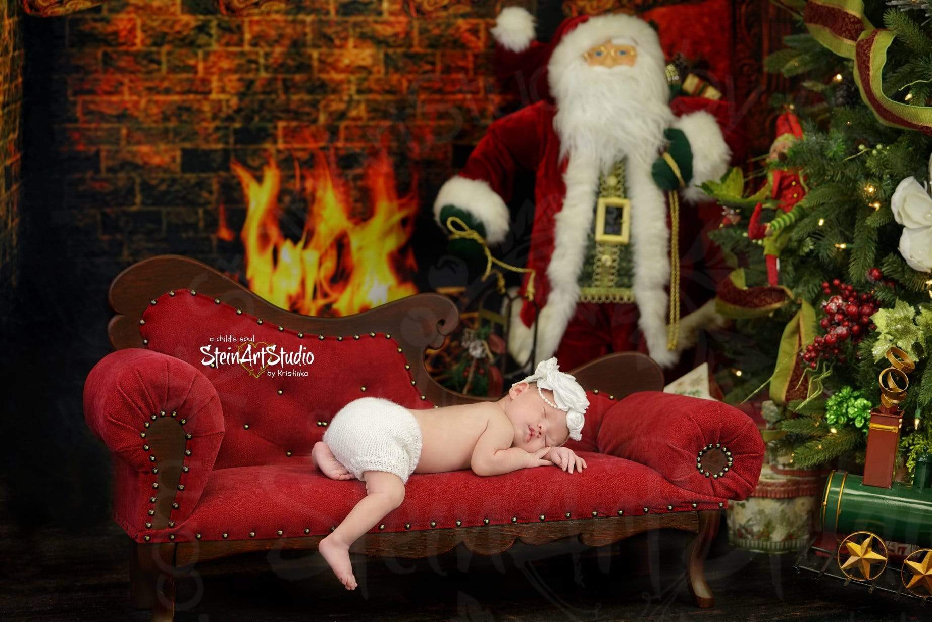 Kate Christmas Fireplace Backdrop Photography - Kate Backdrop AU