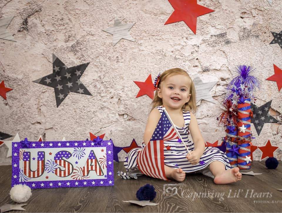 Kate Retro Stone 4th of July Independence Day Backdrop for Photography Designed by JFCC - Kate Backdrop AU