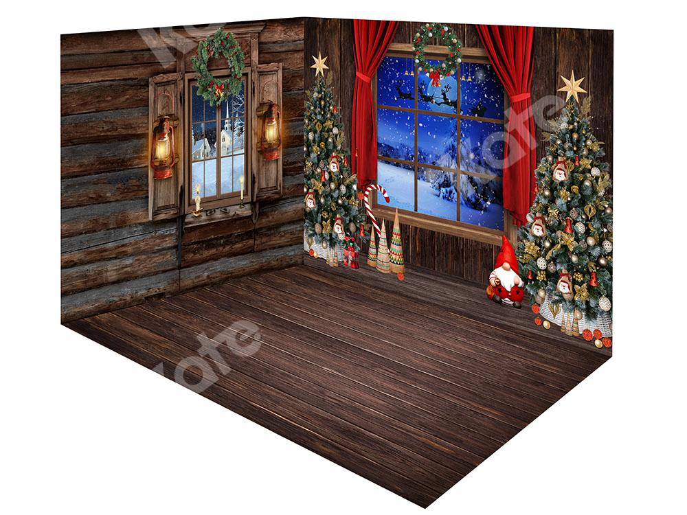 Kate Christmas Trees Indoor Windows Backdrop Room Set - Kate Backdrop AU