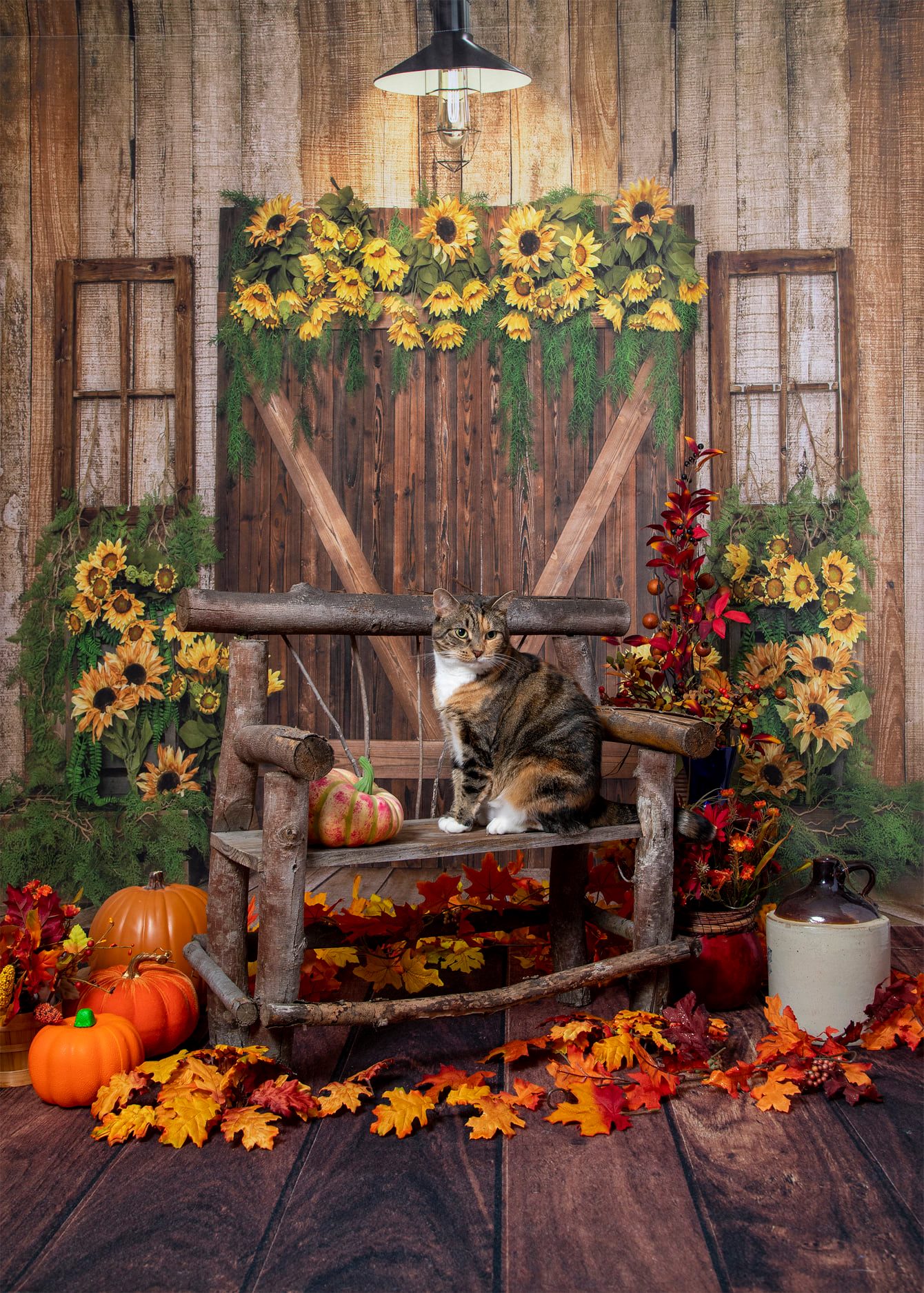 Kate Spring Sunflowers Wood Door Backdrop Designed by Emetselch - Kate Backdrop AU