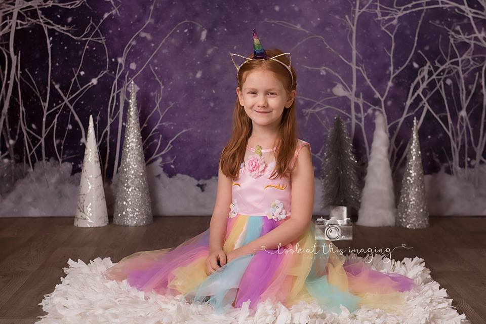 Kate Purple Winter Wonderland Snowy Backdrop Designed By Arica Kirby - Kate Backdrop AU