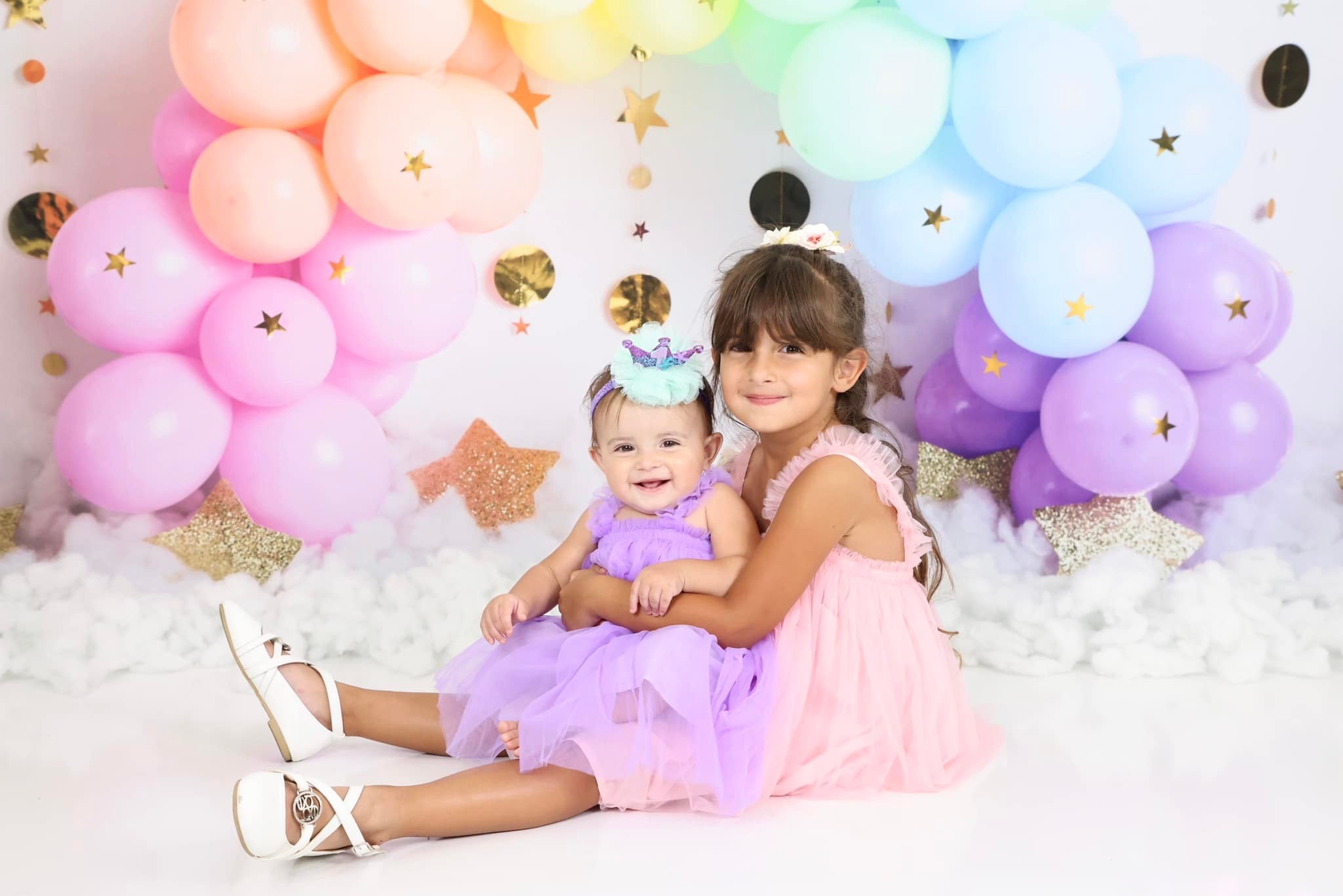 Kate Rainbow Balloons Garland Children Cake Smash Backdrop Designed by Megan Leigh Photography - Kate Backdrop AU