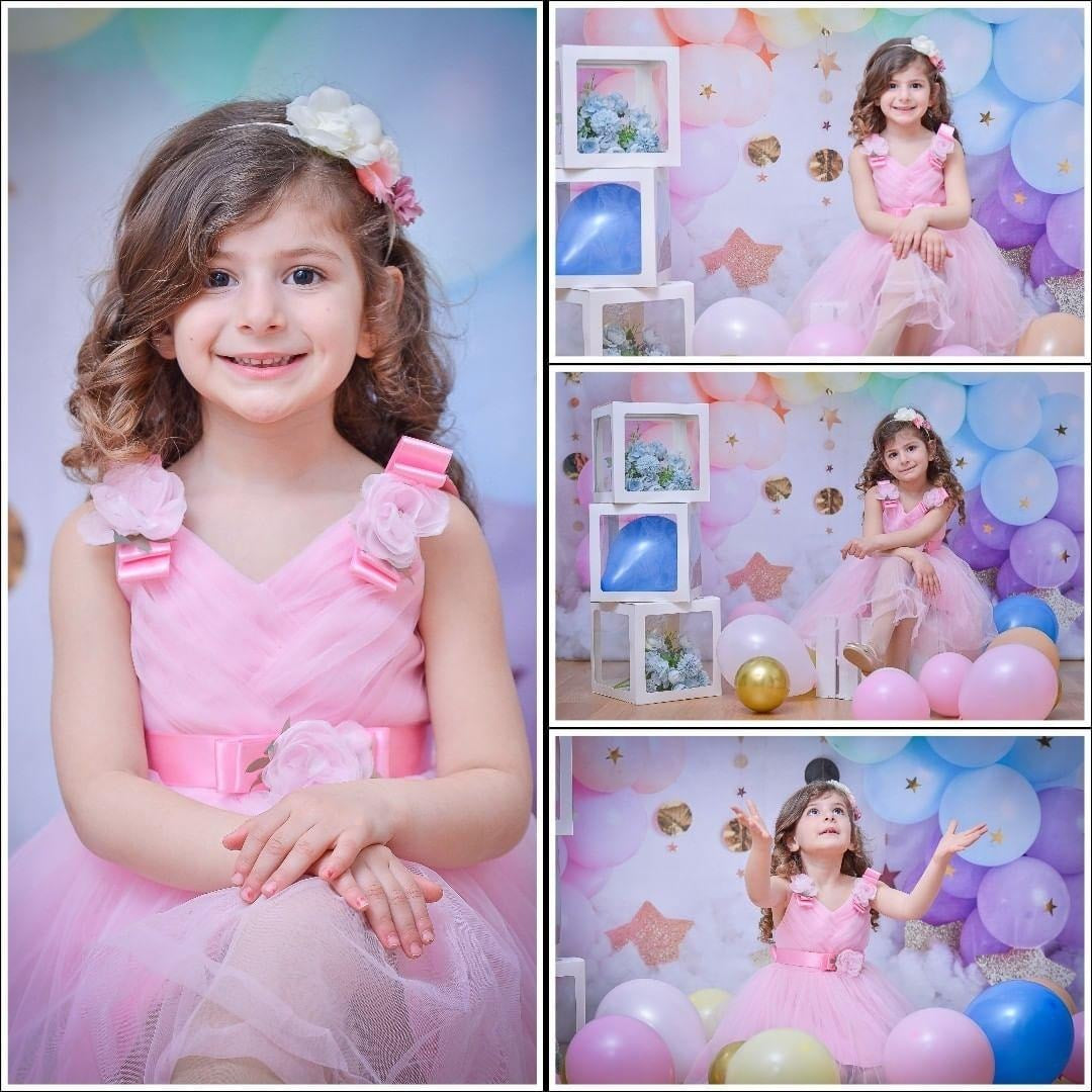 Kate Rainbow Balloons Garland Children Cake Smash Backdrop Designed by Megan Leigh Photography - Kate Backdrop AU
