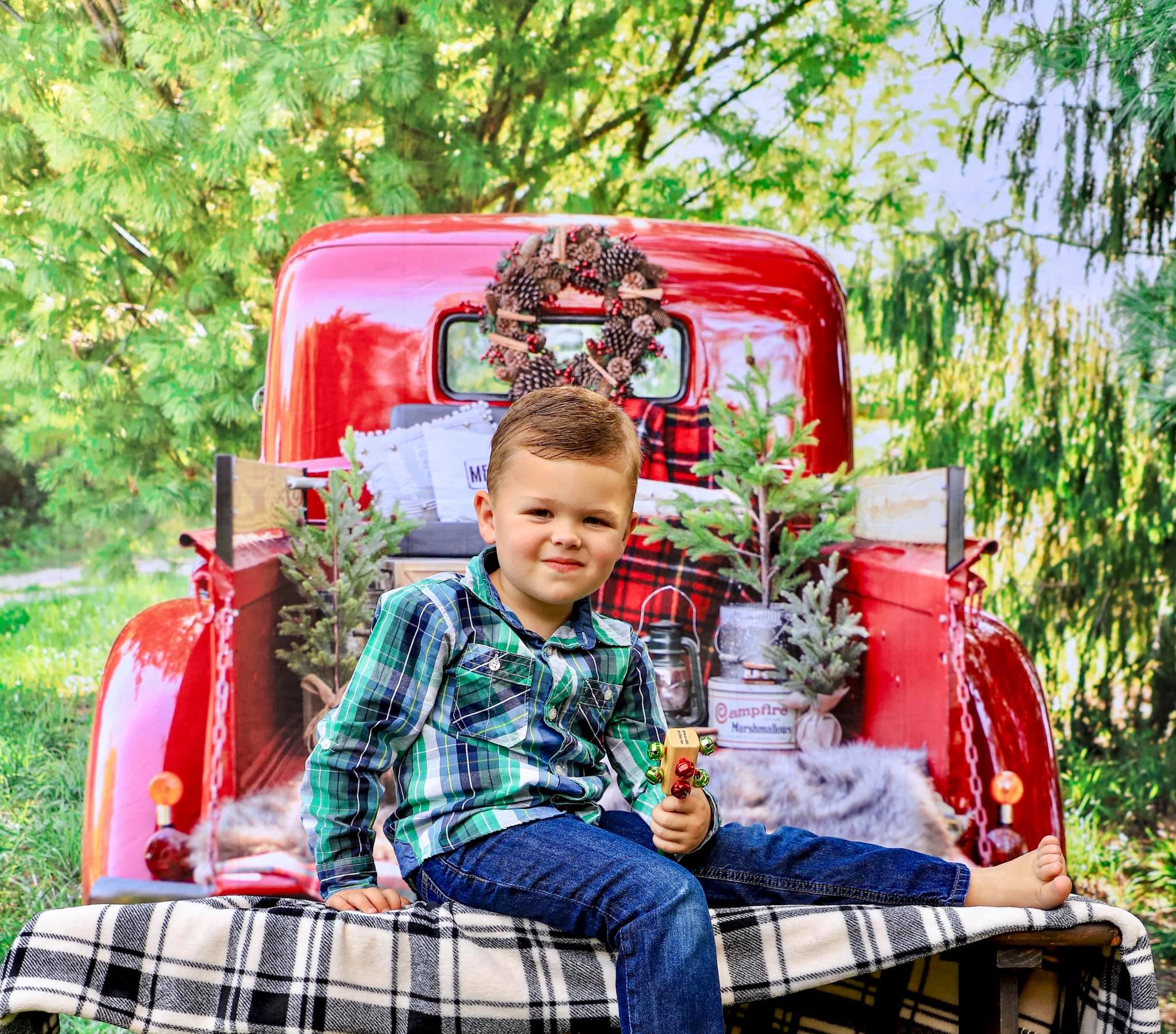 Kate Red Christmas Truck Backdrop Designed by Mandy Ringe Photography - Kate Backdrop AU