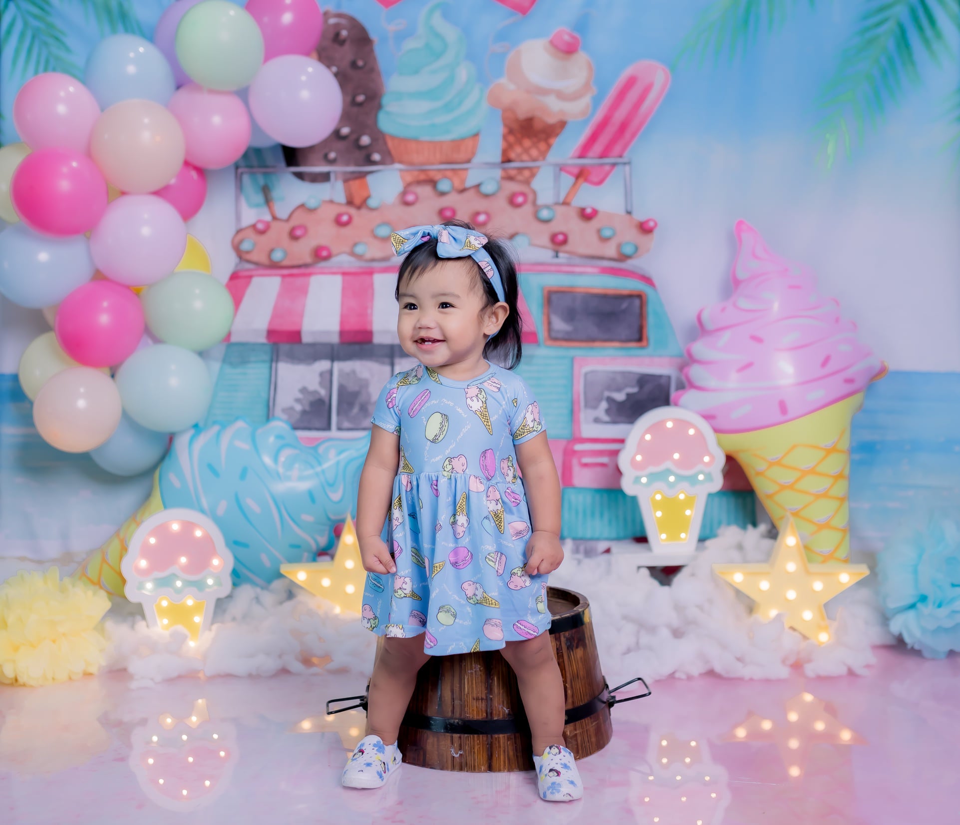 Kate Summer Seaside Ice Cream Cart Children Backdrop for Photography - Kate Backdrop AU