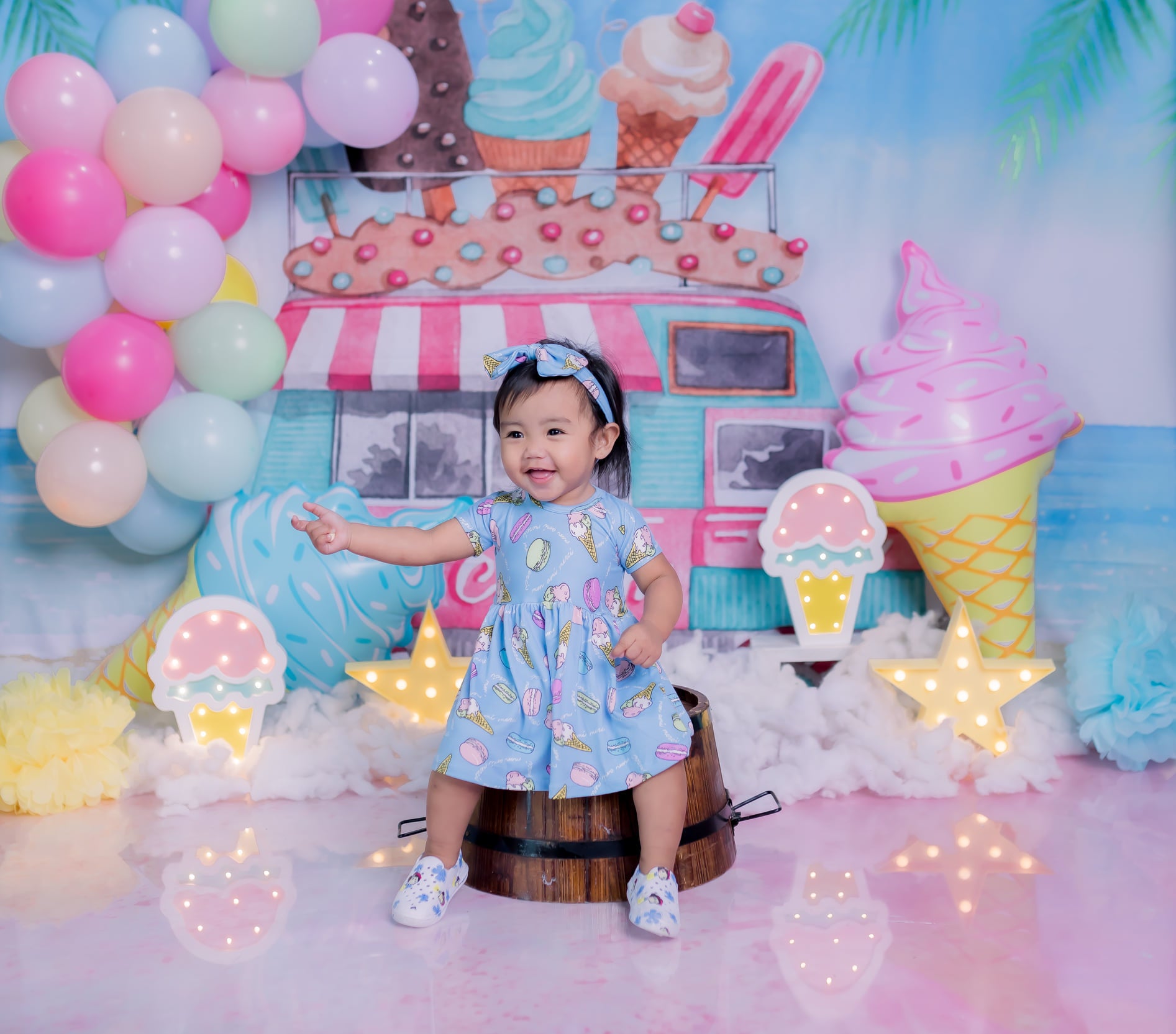 Kate Summer Seaside Ice Cream Cart Children Backdrop for Photography - Kate Backdrop AU