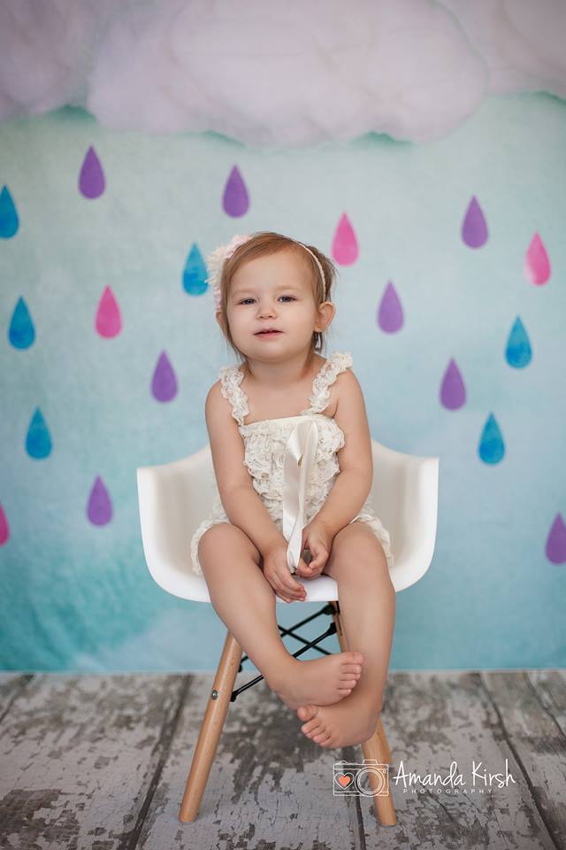 Kate Clouds And Colored Rain Baby Shower Backdrop for Photography designed by Jerry_Sina - Kate Backdrop AU