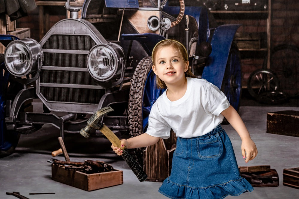 Kate Garage Car Workshop Backdrops for Boy - Kate Backdrop AU