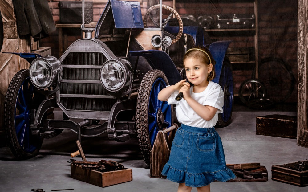 Kate Garage Car Workshop Backdrops for Boy - Kate Backdrop AU