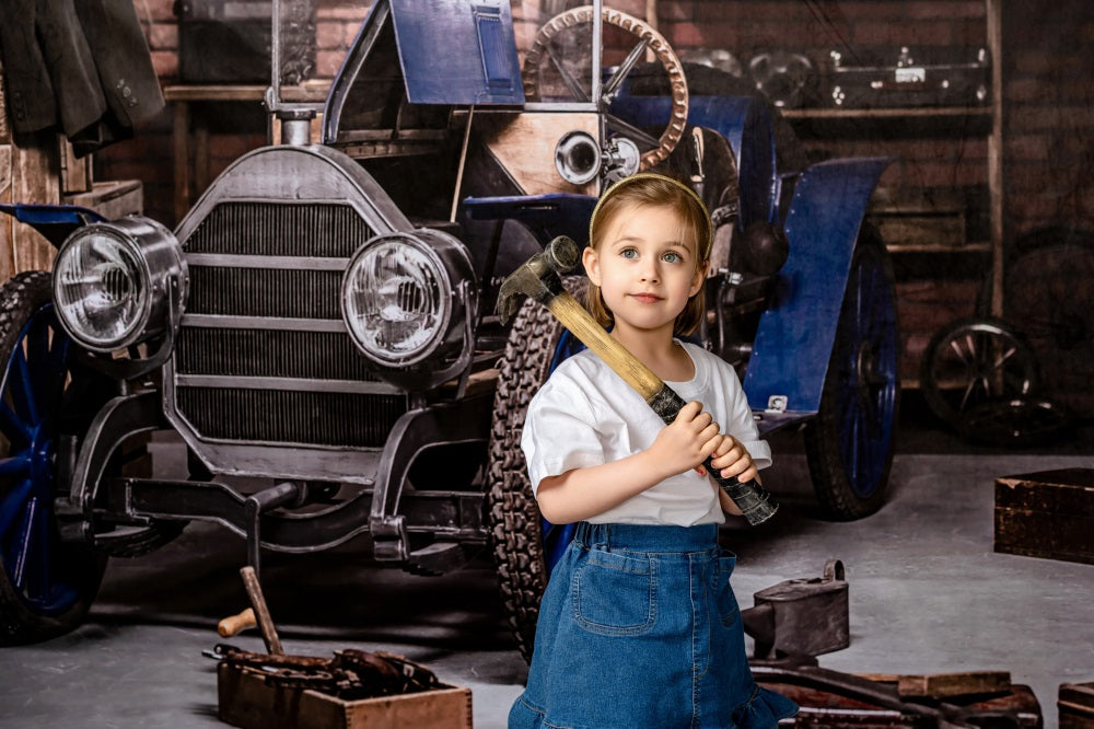 Kate Garage Car Workshop Backdrops for Boy - Kate Backdrop AU