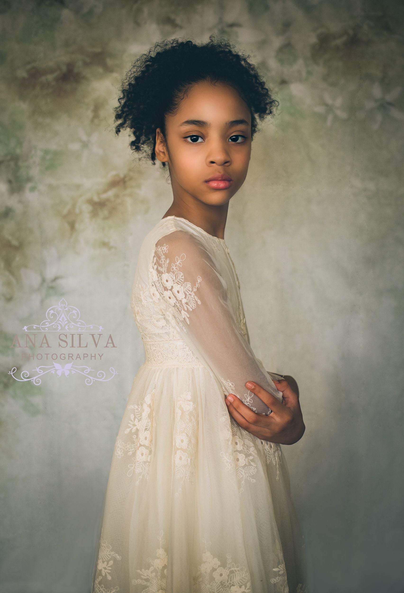 Kate Fine Art Watercolors Green Flowers Abstract Backdrop designed by Veronika Gant - Kate Backdrop AU