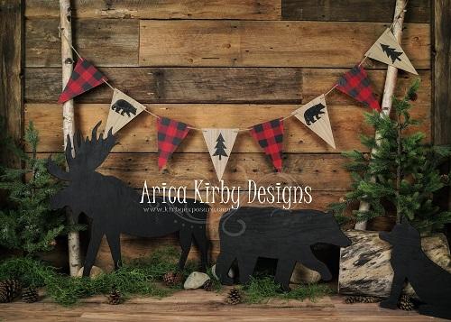 Kate Woodland Plaid Dark Wood Backdrop Designed by Arica Kirby - Kate Backdrop AU
