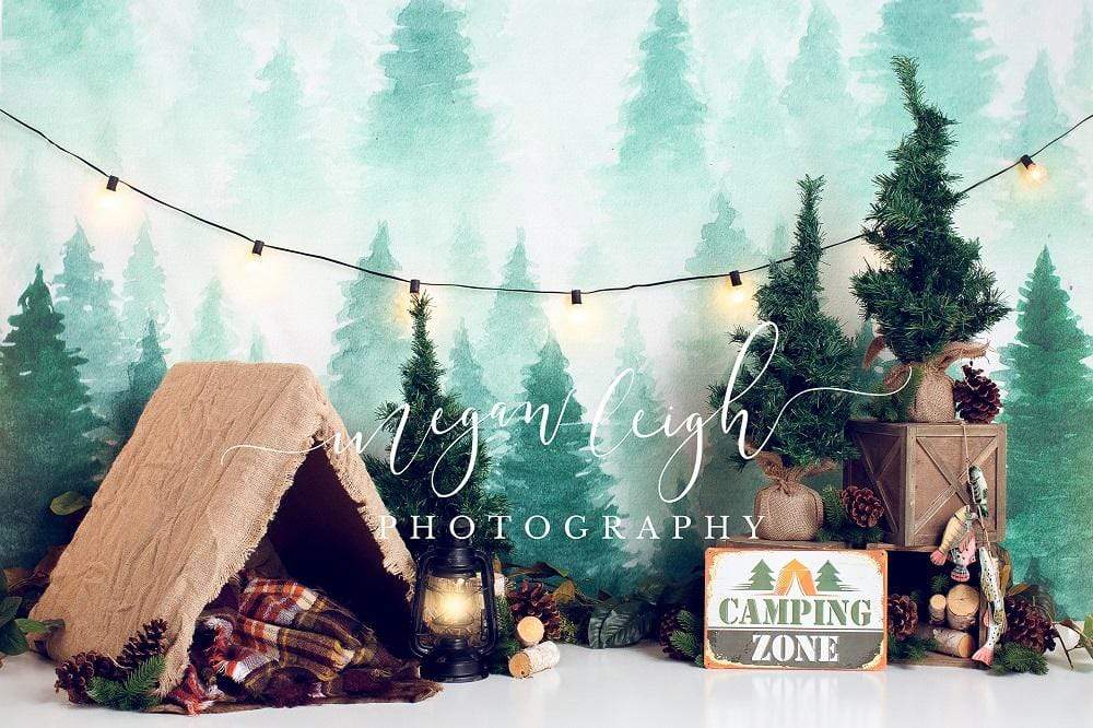 Kate Forest Camping Tent and Lamp Children Summer Backdrop for Photography Designed by Megan Leigh Photography - Kate Backdrop AU