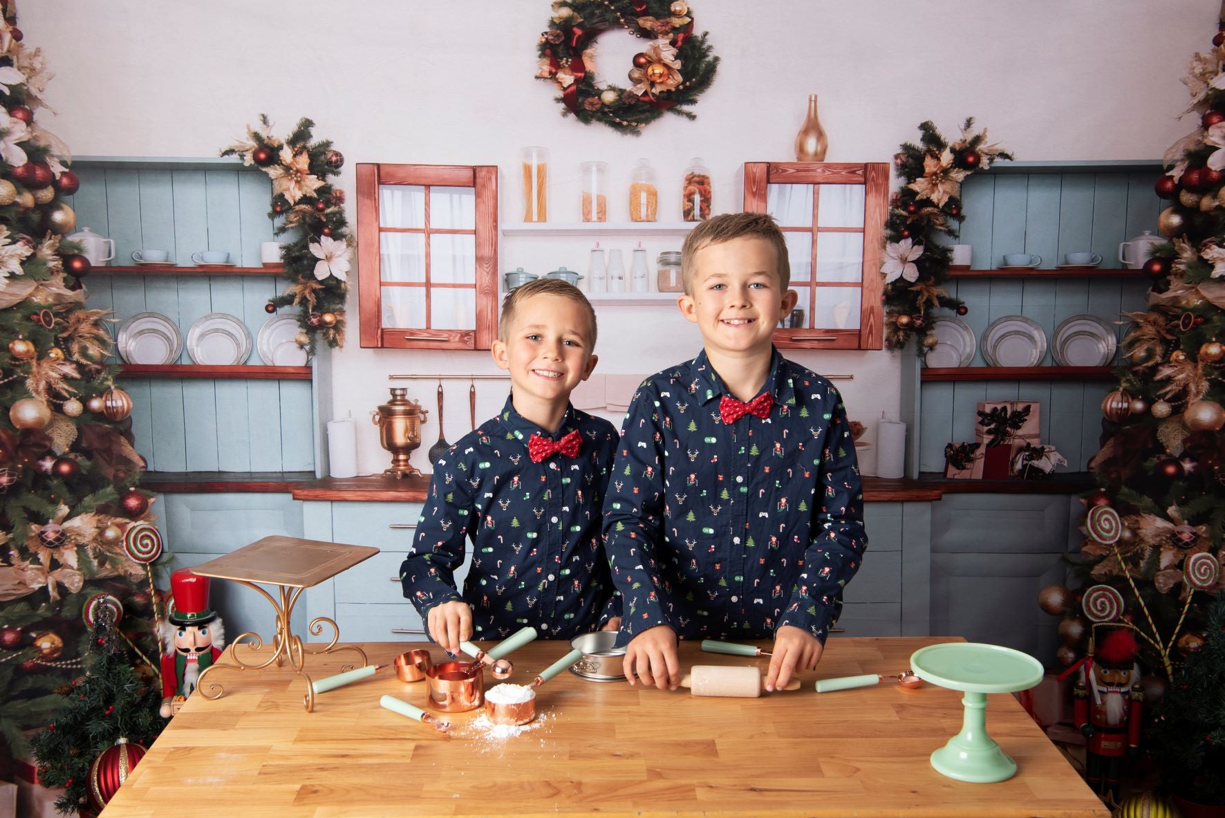 Kate Christmas Kitchen Room Backdrop for Photography - Kate Backdrop AU