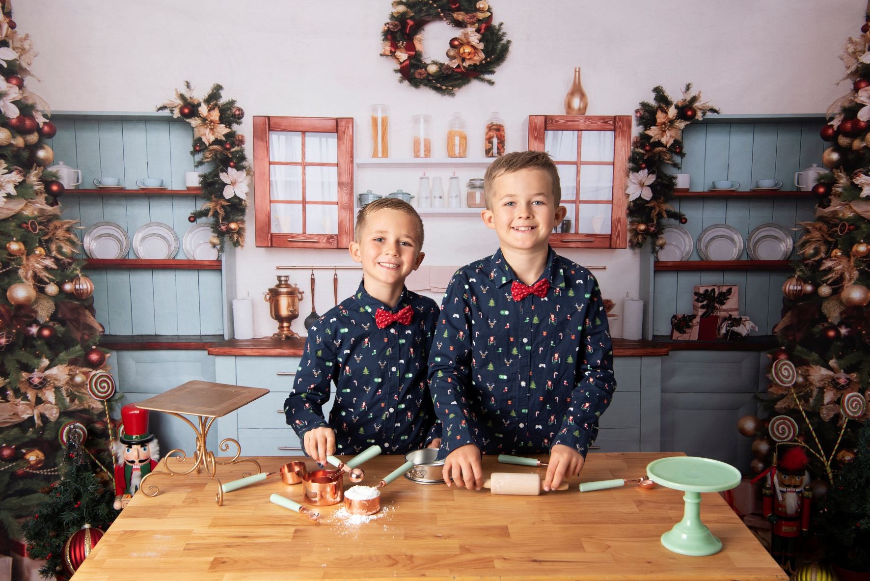 Kate Christmas Kitchen Room Backdrop for Photography