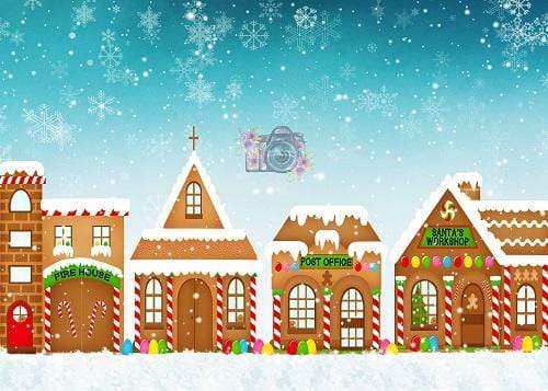Kate Christmas Snowy Gingerbread Town Children Backdrop Designed By Leann West - Kate Backdrop AU