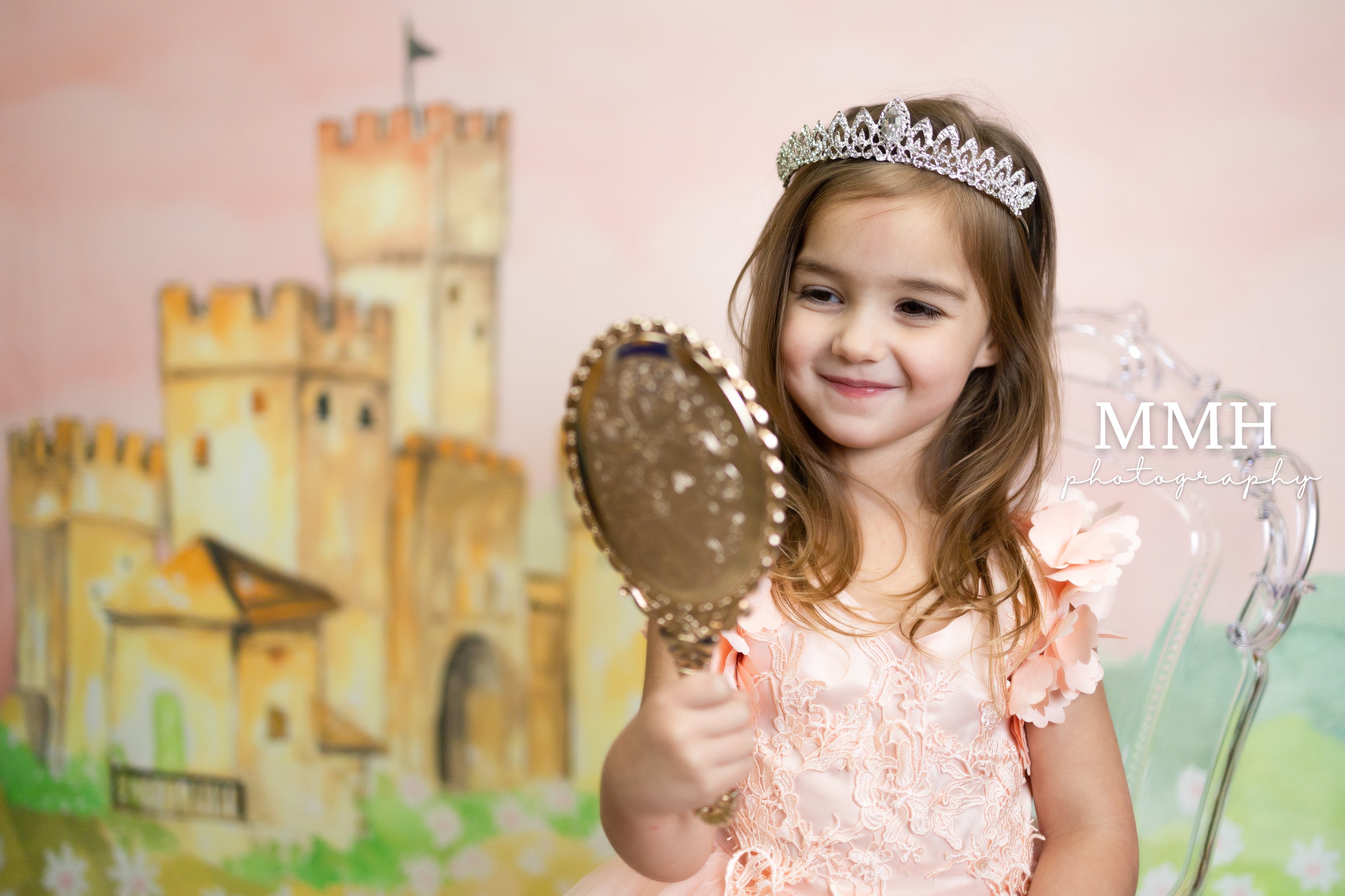 Kate Pink Princess Castle Backdrop Flower Designed by Melissa McCraw-Hummer - Kate Backdrop AU