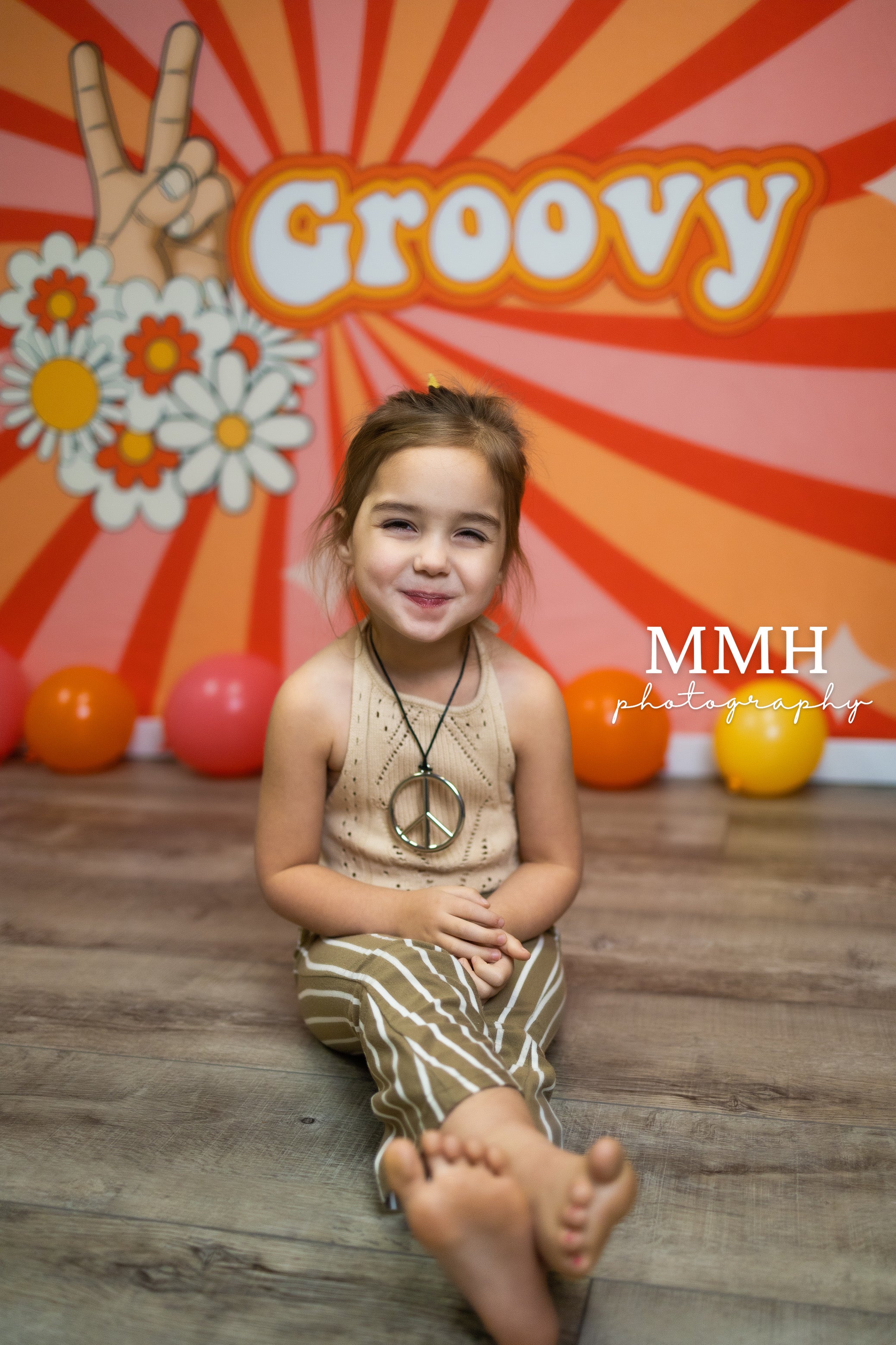 Kate 2 Groovy Backdrop 2nd Birthday Peace Flower Designed by Melissa McCraw-Hummer - Kate Backdrop AU