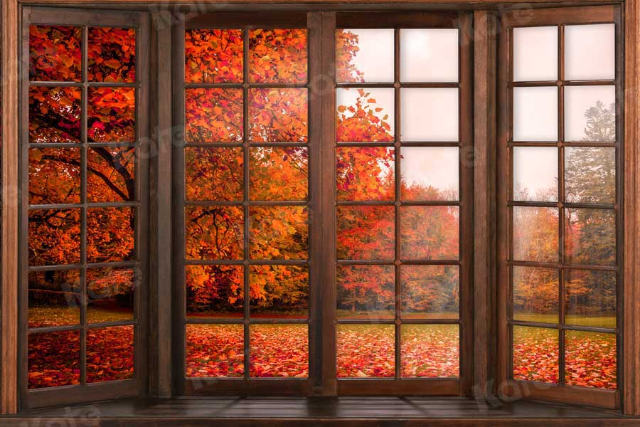Kate Autumn Fallen Leaves Backdrop Window for Photography - Kate Backdrop AU