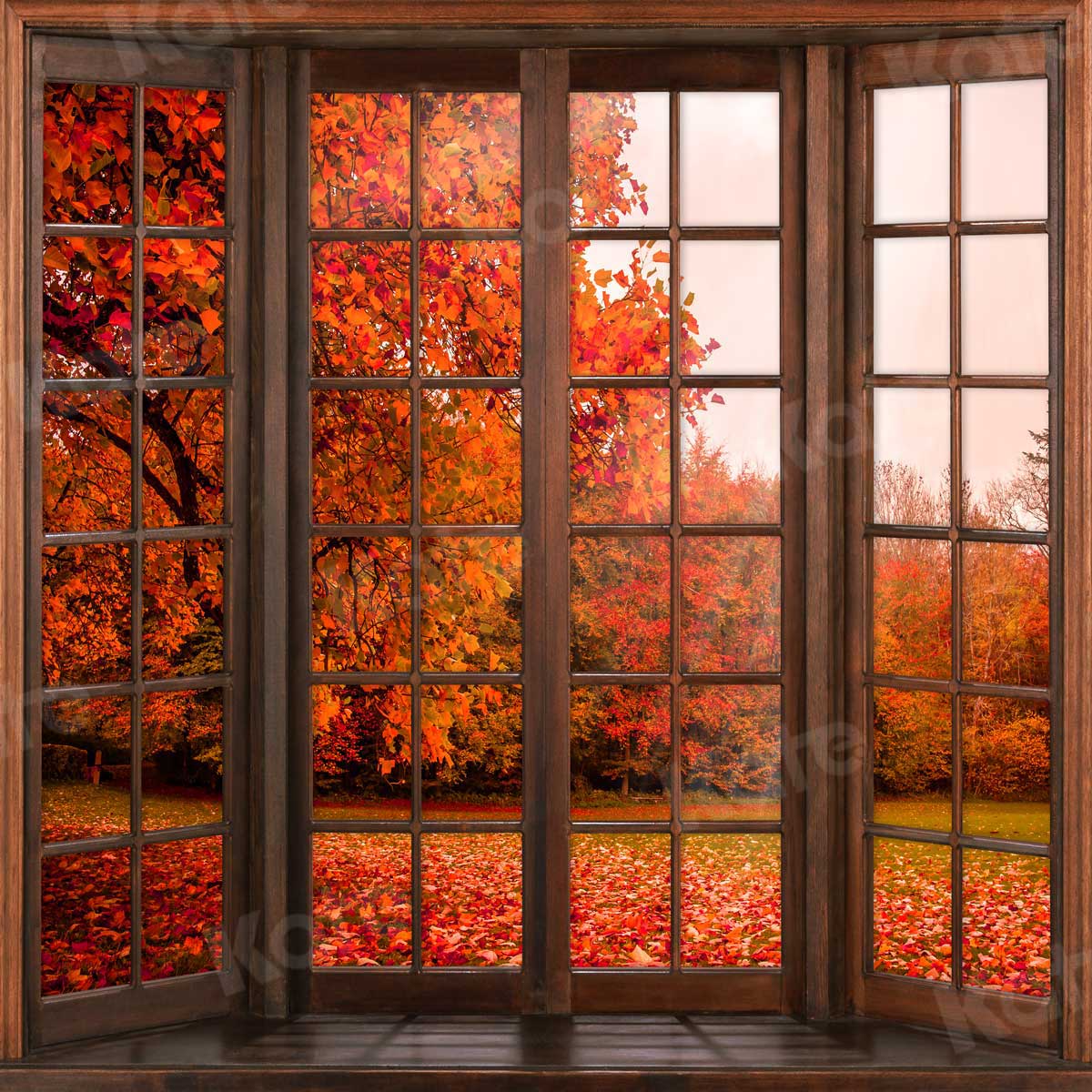 Kate Autumn Fallen Leaves Backdrop Window for Photography - Kate Backdrop AU