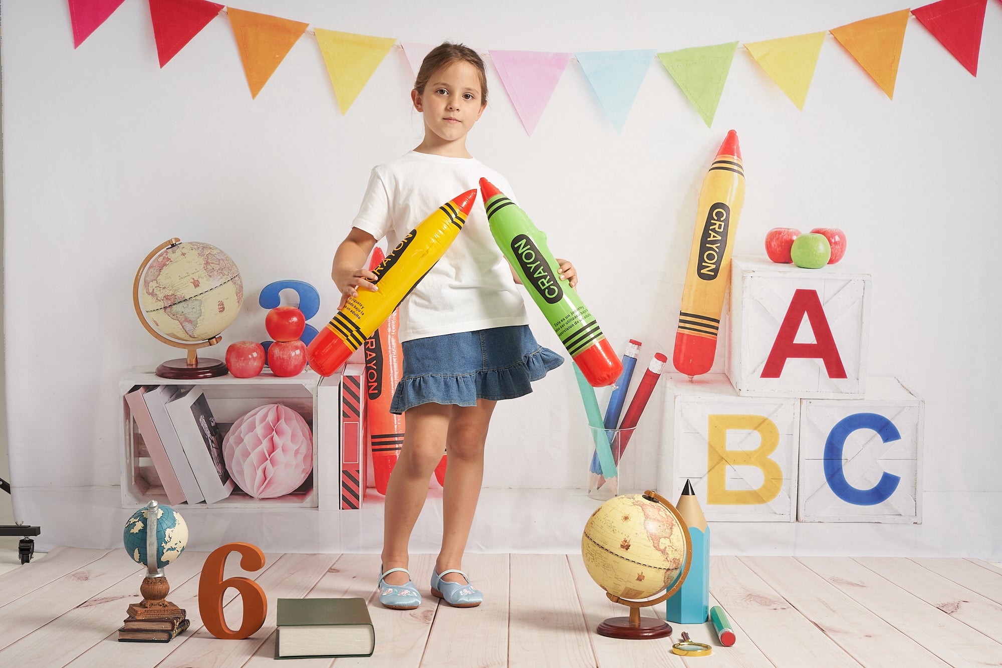 Kate Back to School Backdrop Crayon for Photography