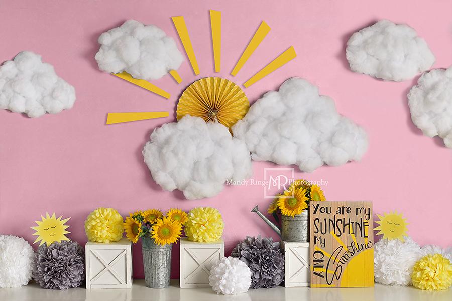 Kate Birthday You Are My Sunshine Pink Backdrop Designed by Mandy Ringe Photography - Kate Backdrop AU