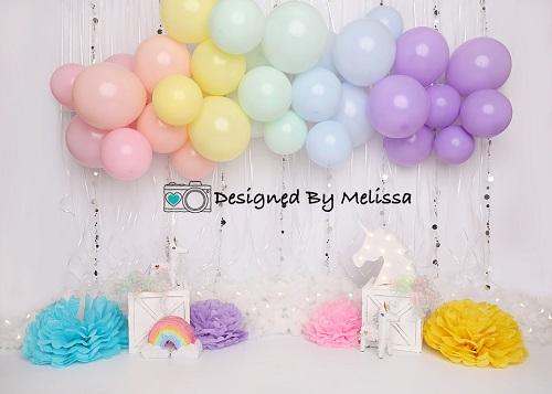 Kate Pastel Rainbow Birthday Backdrop Designed by Melissa King - Kate Backdrop AU